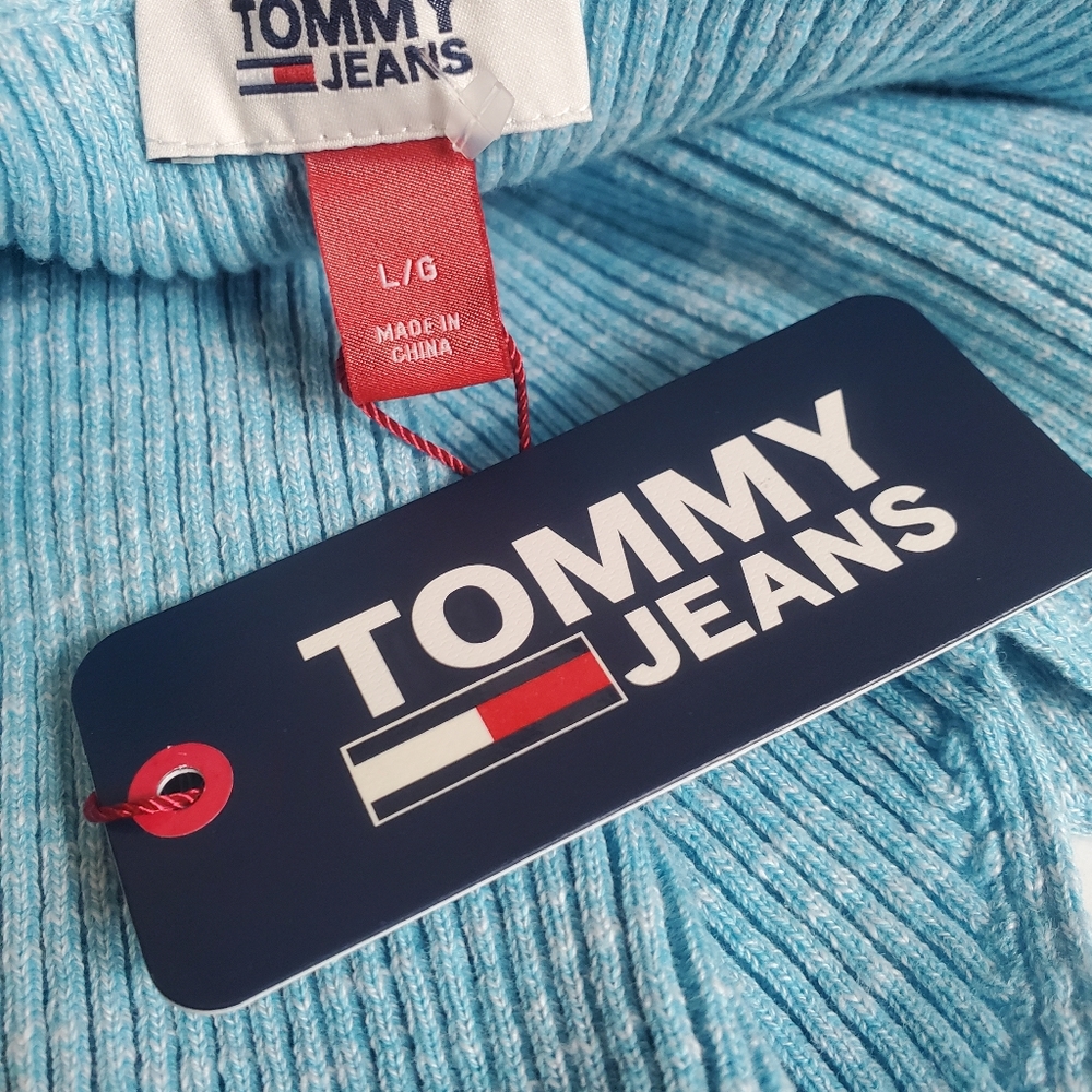 TOMMY JEANS Women's Large Blue Cropped Sweater Tank Top New with Tags - Picture 5 of 6